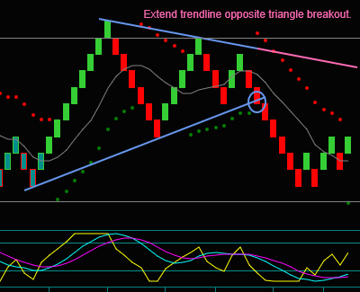 Renko Triangle Pattern Showing Extended Trendline